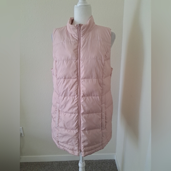 J. Jill Jackets & Blazers - J. Jill Vest Womens Sz M Pink Down Puffer Full Zip Mock Neck EUC